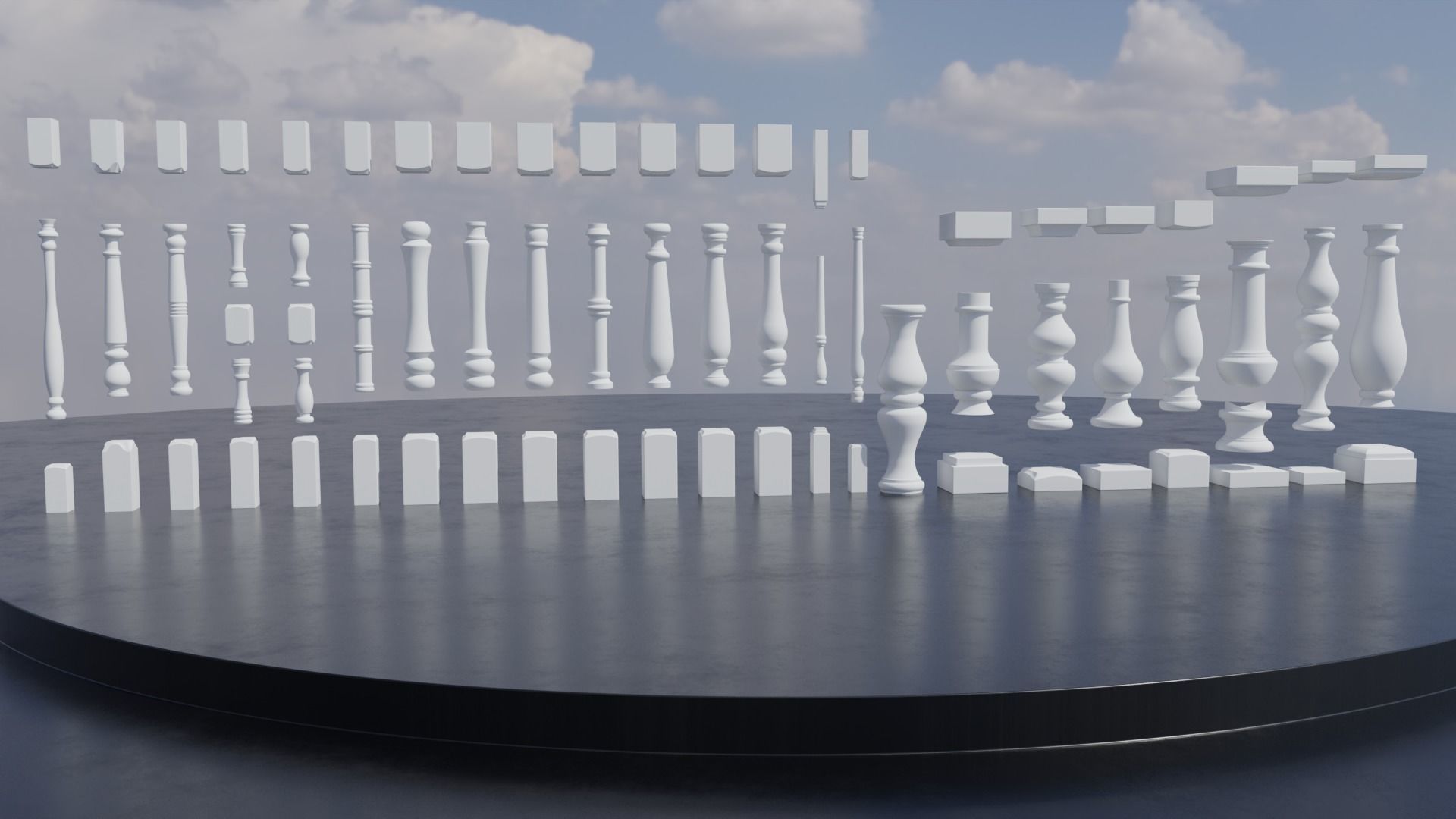 Pillars Pack Low-poly 3D model_1