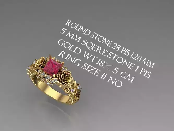  Engagement Rose Ring Propose Rose Rings 3D print model