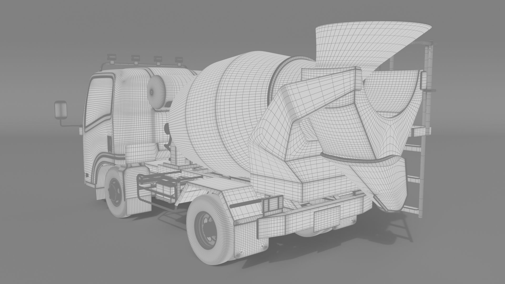 ISUZU NMR 130 cement Mixer 3D model_27
