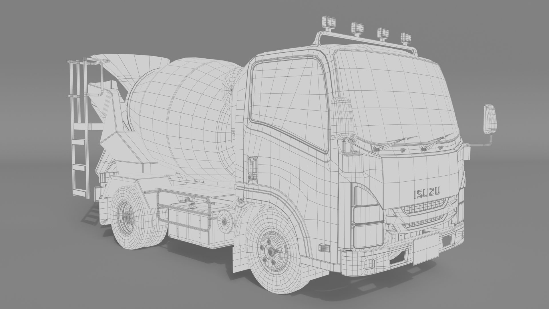 ISUZU NMR 130 cement Mixer 3D model_14