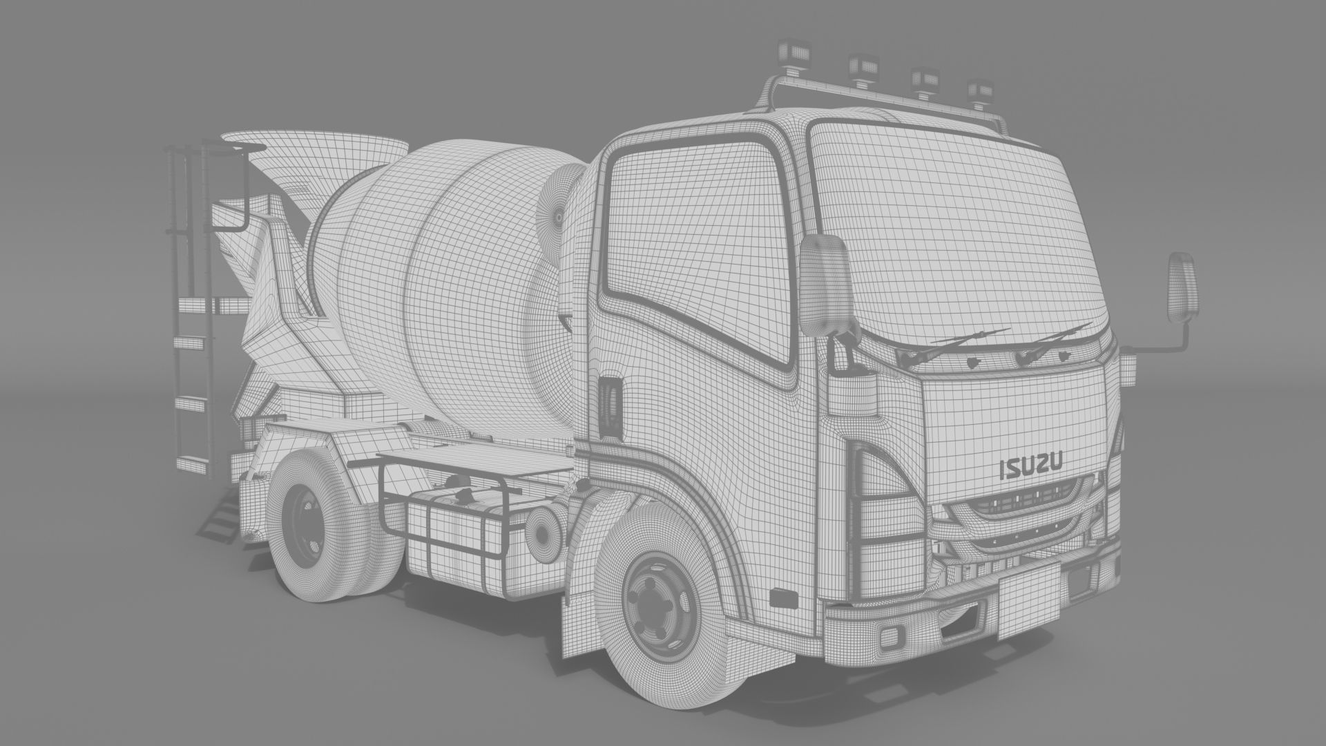 ISUZU NMR 130 cement Mixer 3D model_15