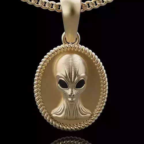 Alien pendant silver gold  printable jewelry 3D model