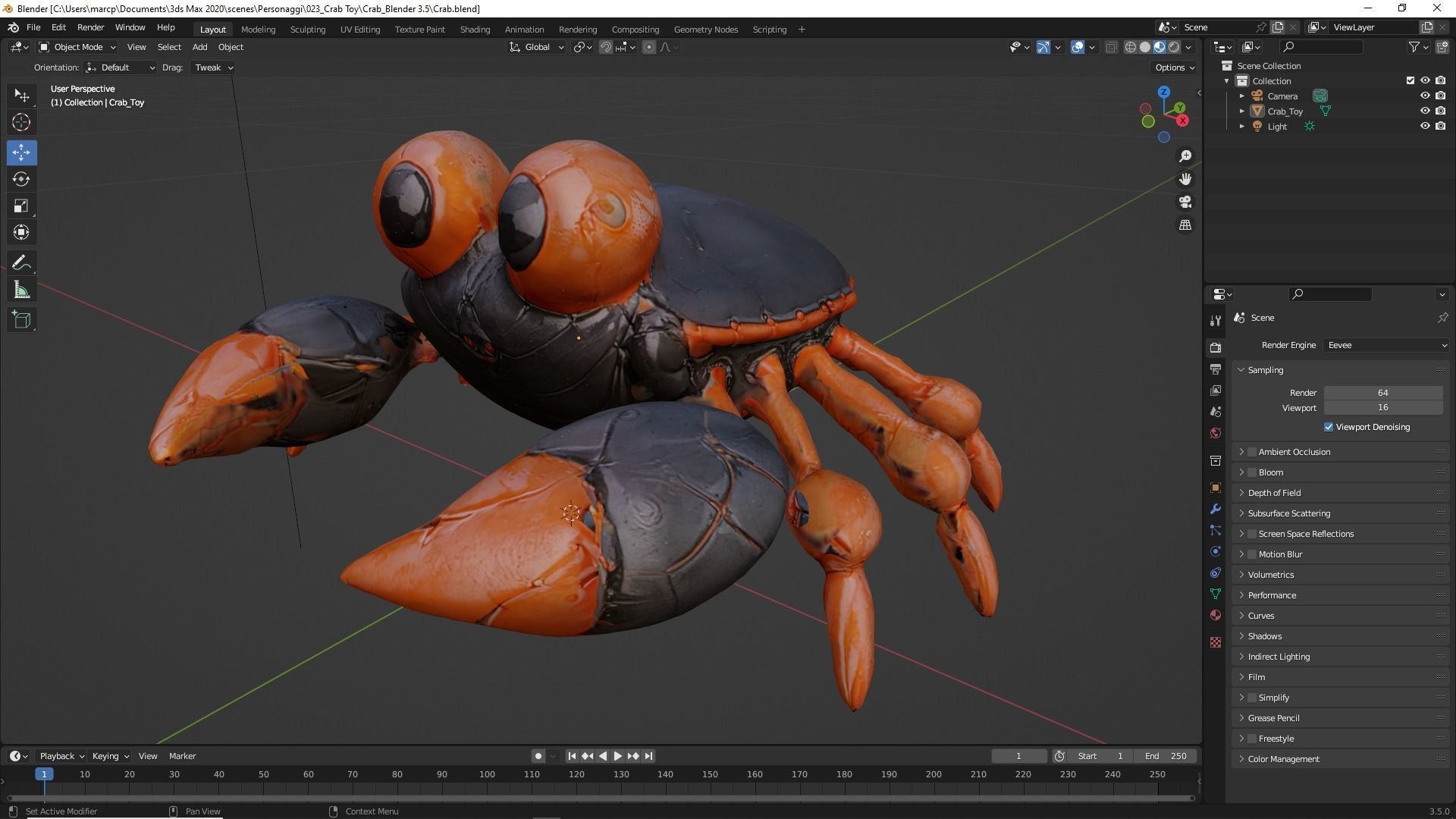 Crab Cartoon Low-poly 3D model_17