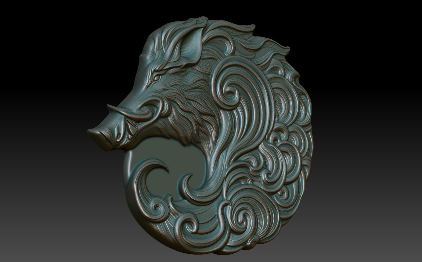 Boar Basrelief 240530 3D print model_2