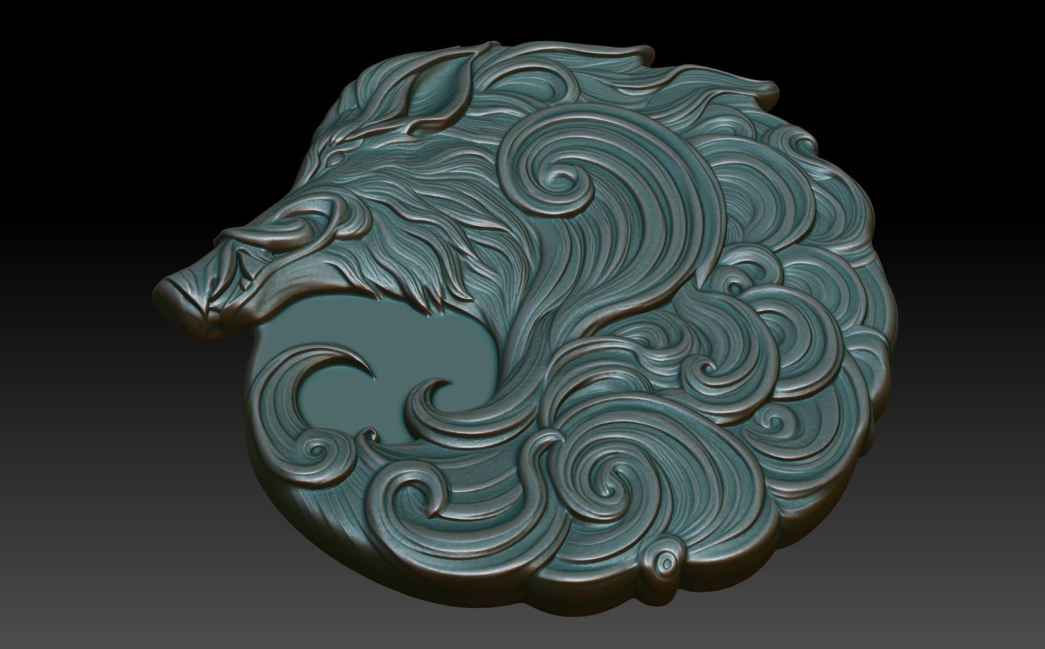 Boar Basrelief 240530 3D print model_4