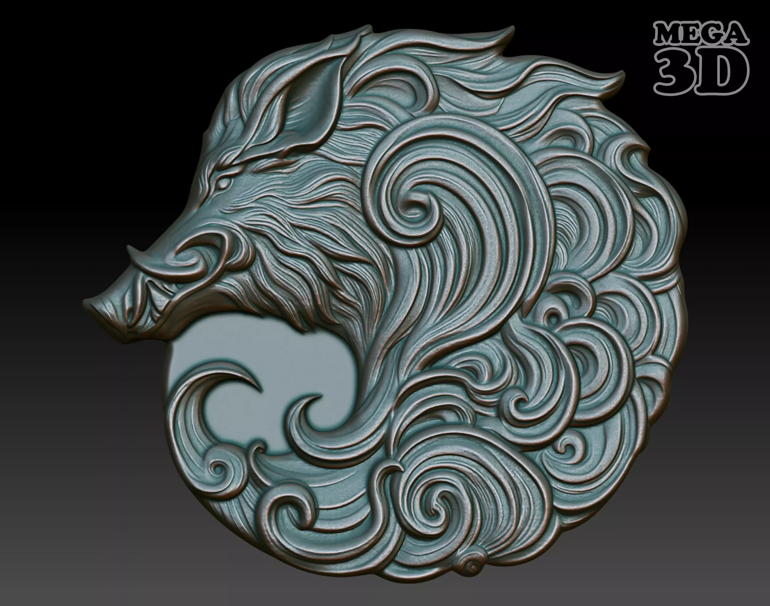 Boar Basrelief 240530 3D print model_0