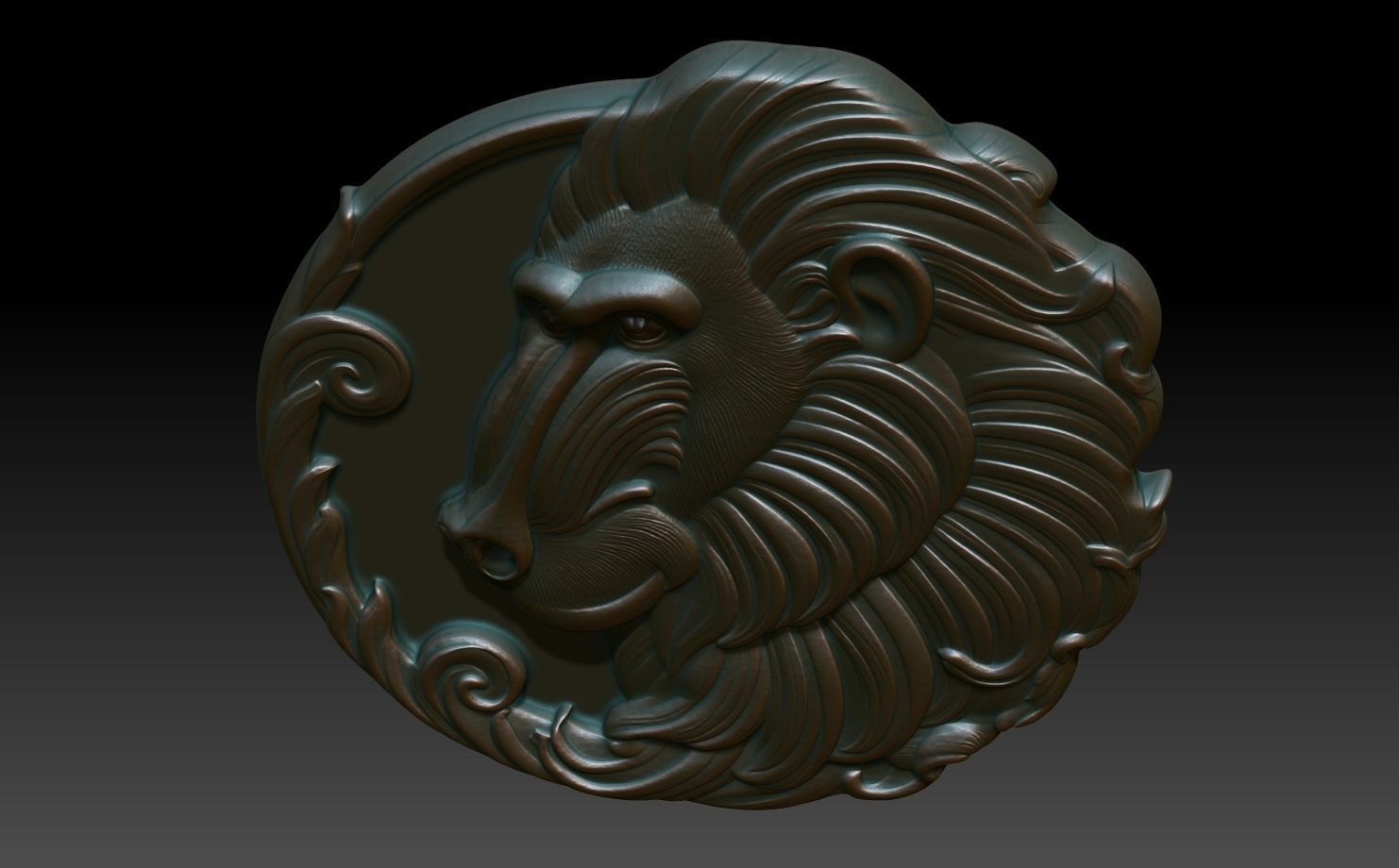 Baboon Basrelief 240530 3D print model_3