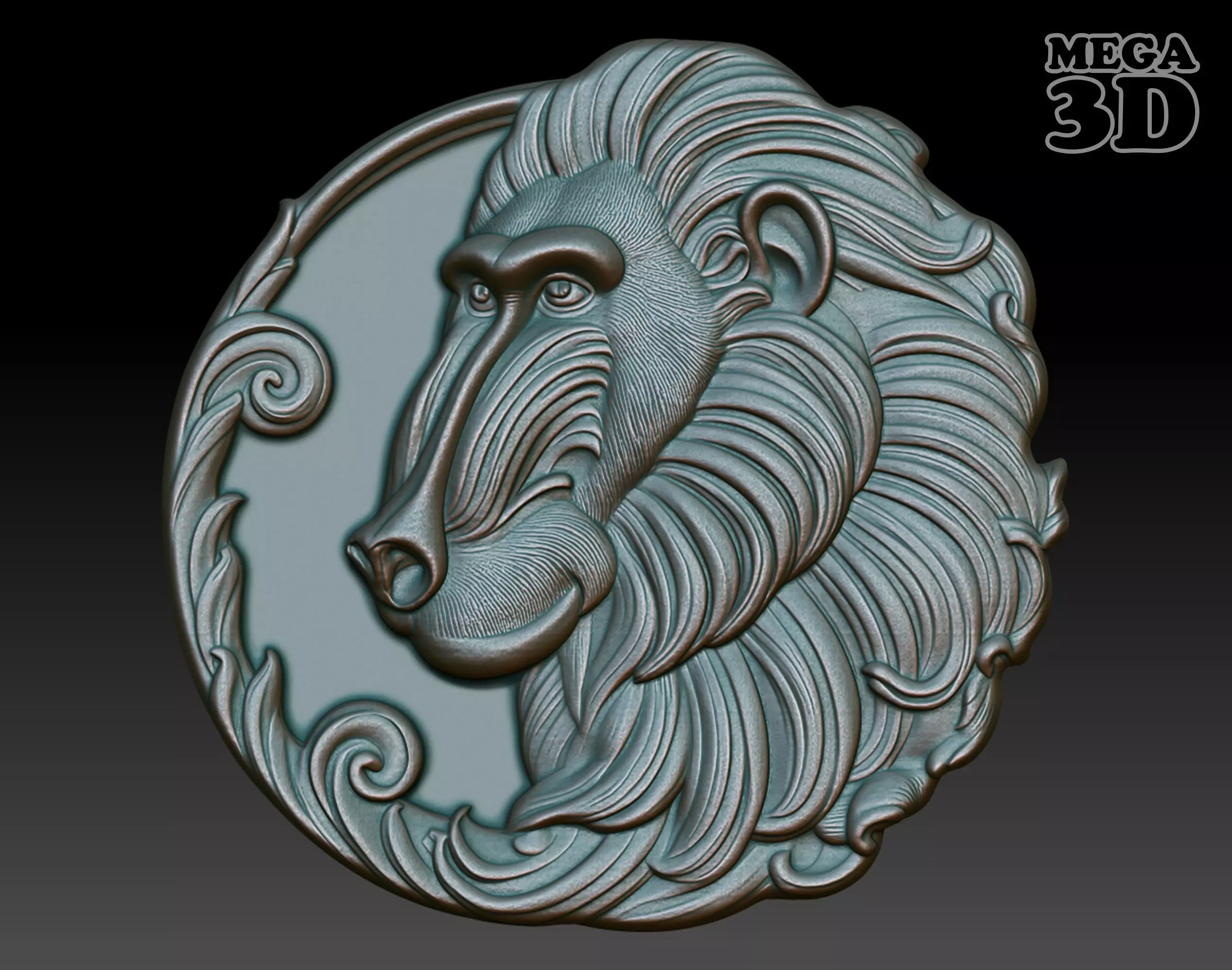 Baboon Basrelief 240530 3D print model_0