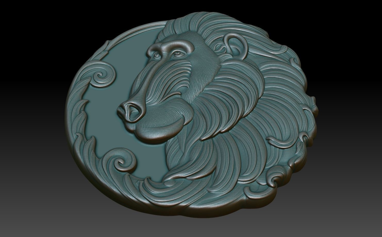 Baboon Basrelief 240530 3D print model_4