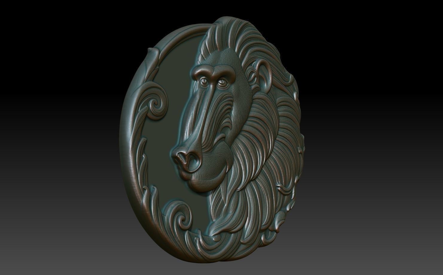 Baboon Basrelief 240530 3D print model_2