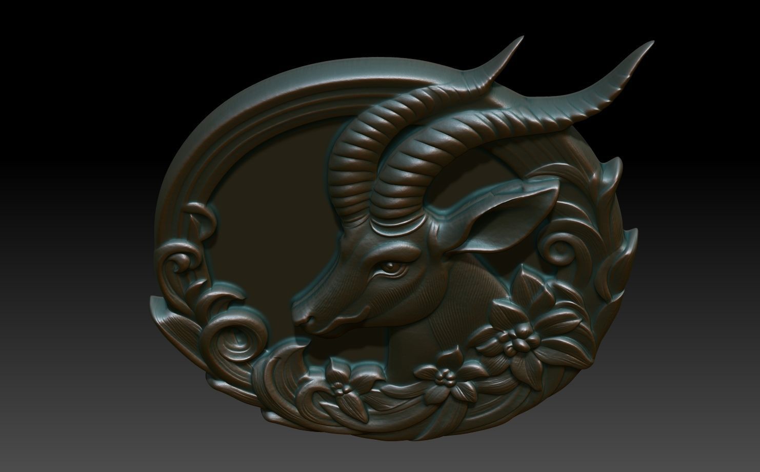 Antelope Basrelief 240530 3D print model_3