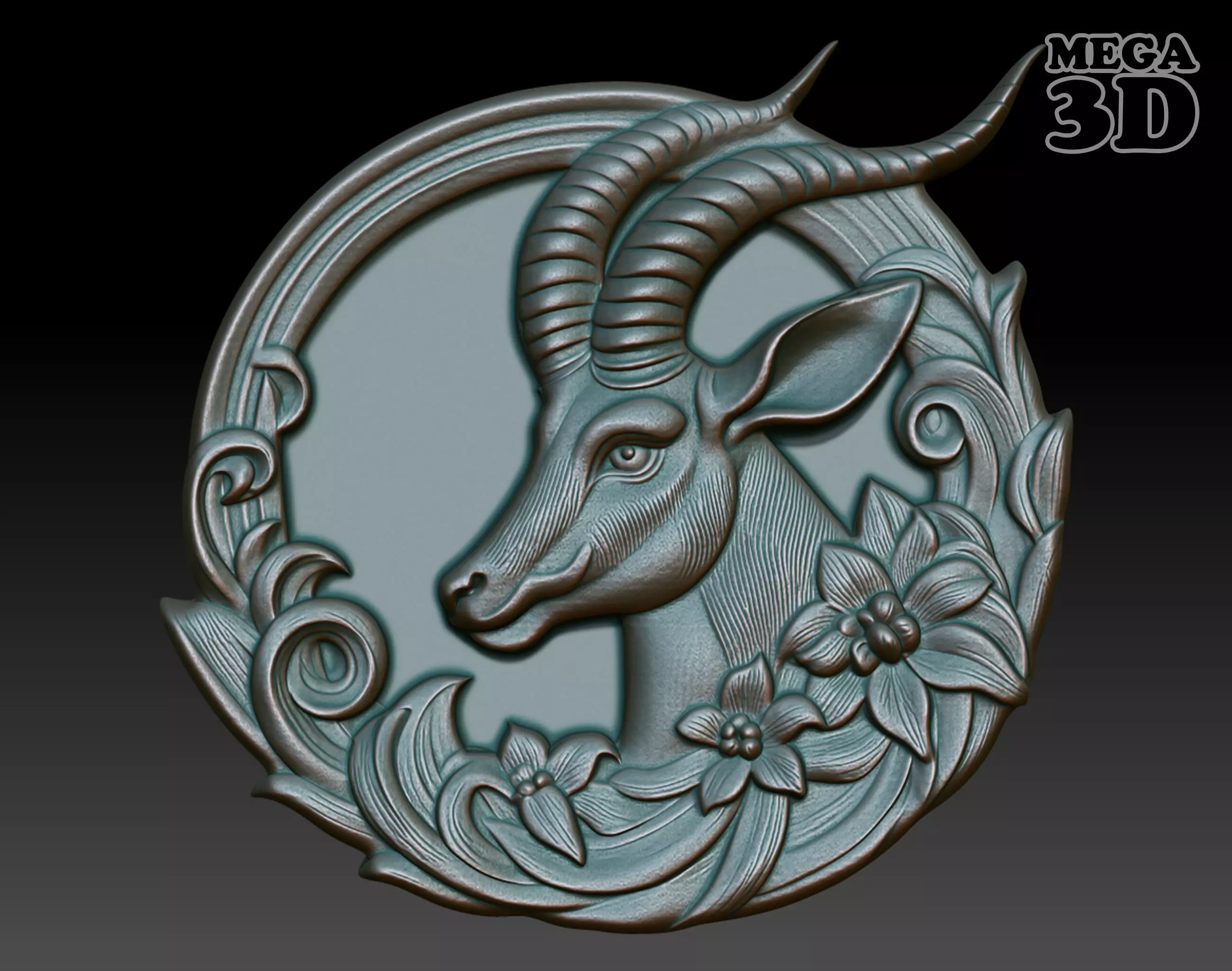 Antelope Basrelief 240530 3D print model_0