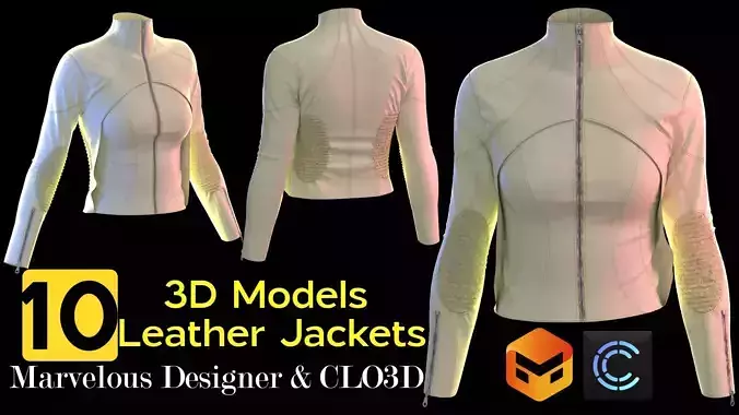10 3D Models Women Leather Jacket