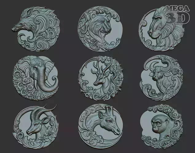 Wild  Animal Basrelief Pack 240530