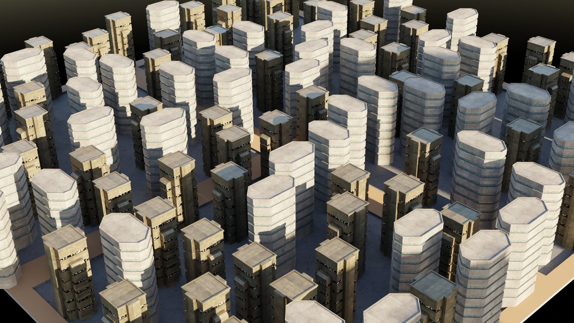 Sci-fi City Buildings 01 Low-poly 3D model_3