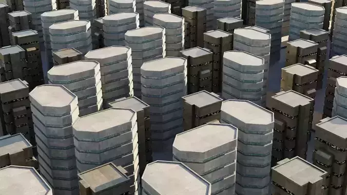 Sci-fi City Buildings 01 Low-poly 3D model