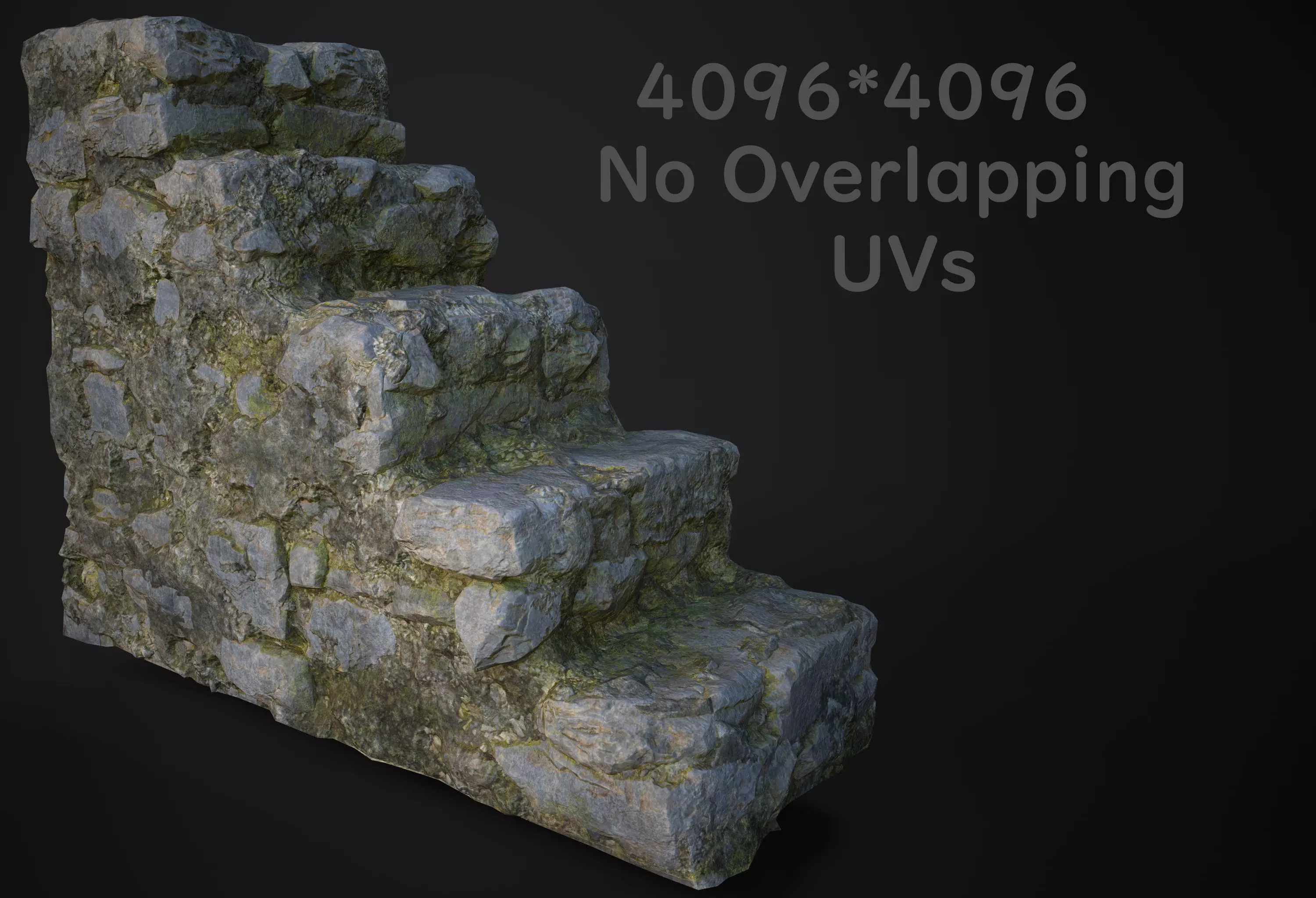 Game rock stair Low-poly 3D model_0