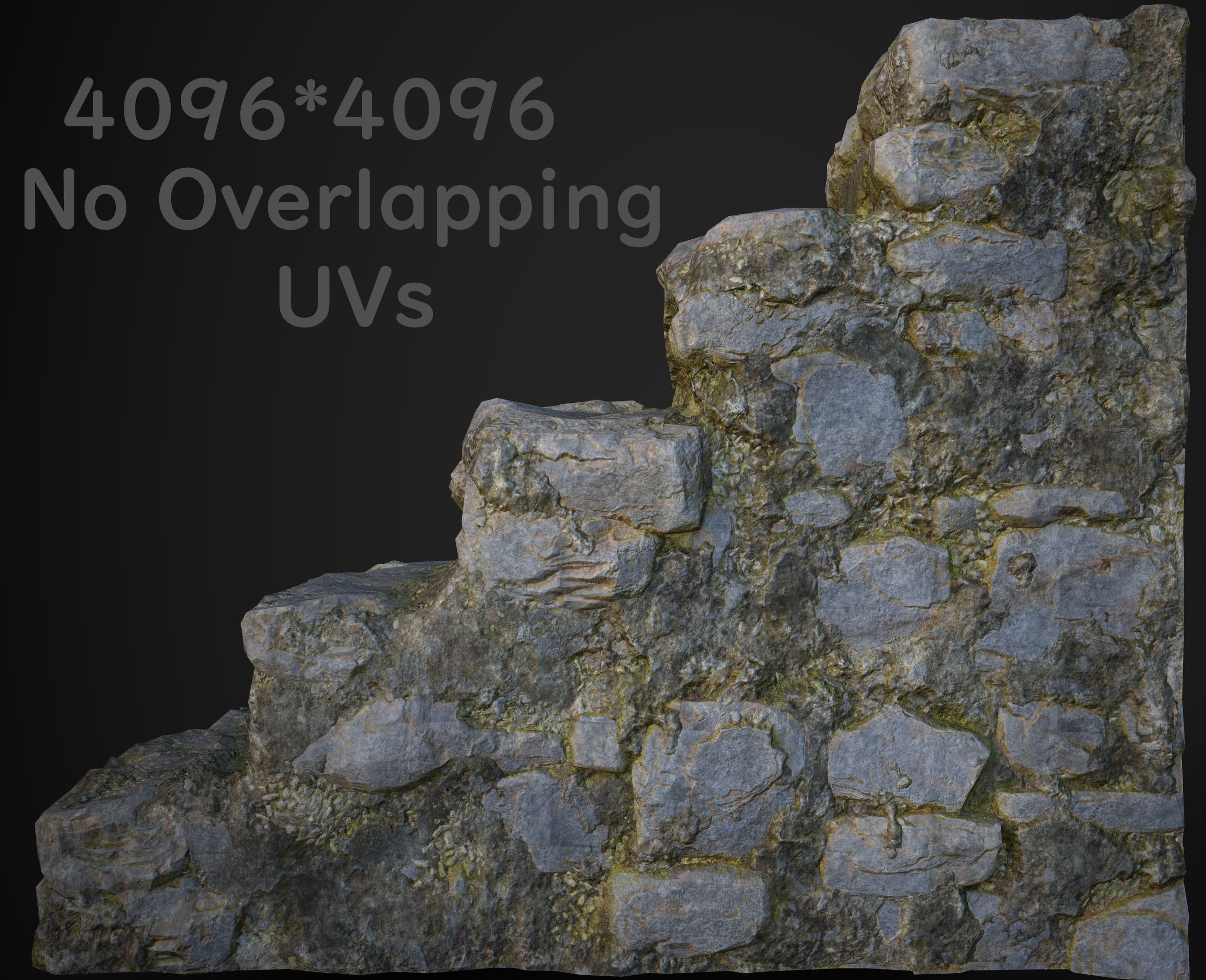 Game rock stair Low-poly 3D model_3