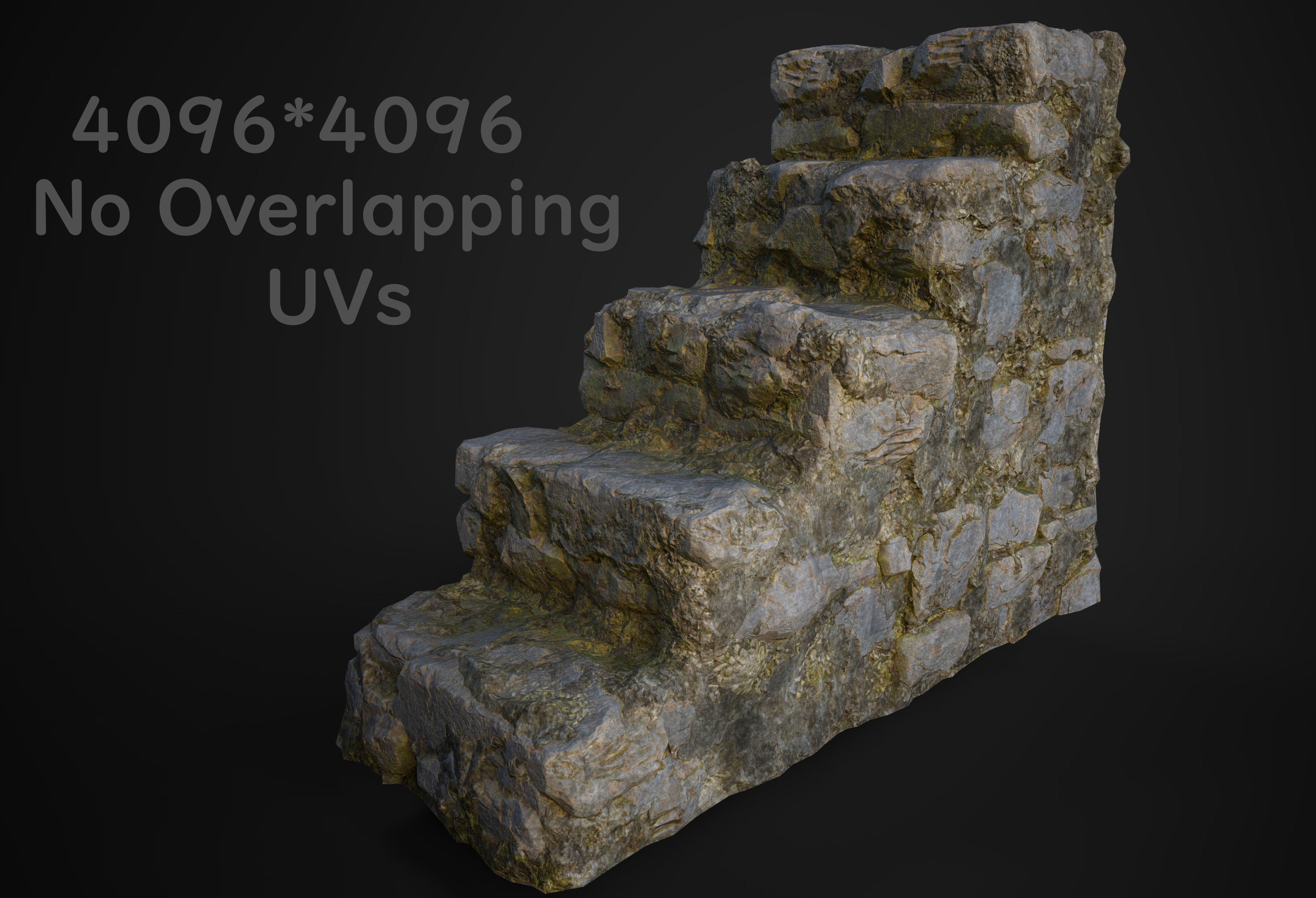 Game rock stair Low-poly 3D model_1