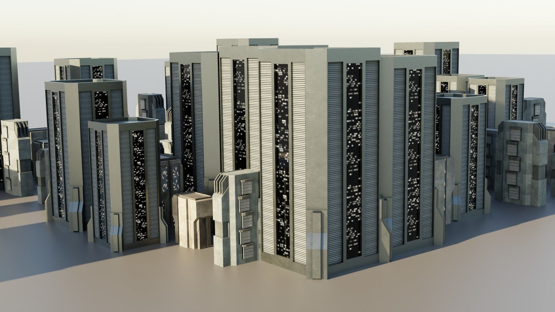 Sci-fi City Buildings 02 Low-poly 3D model_1