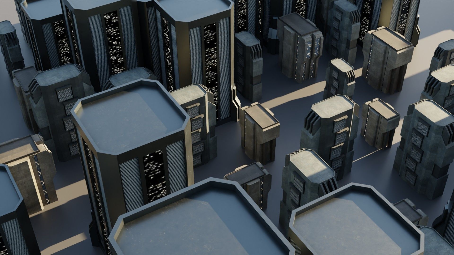 Sci-fi City Buildings 02 Low-poly 3D model_4