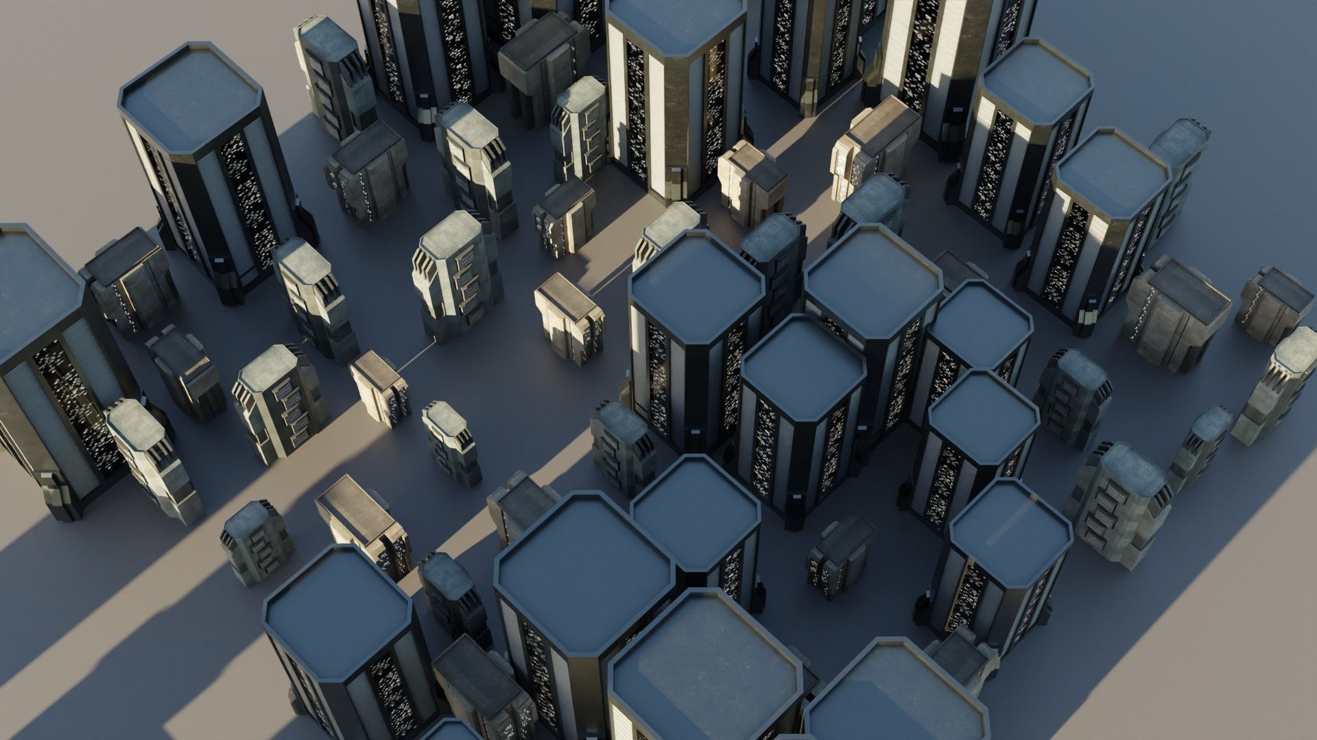 Sci-fi City Buildings 02 Low-poly 3D model_2