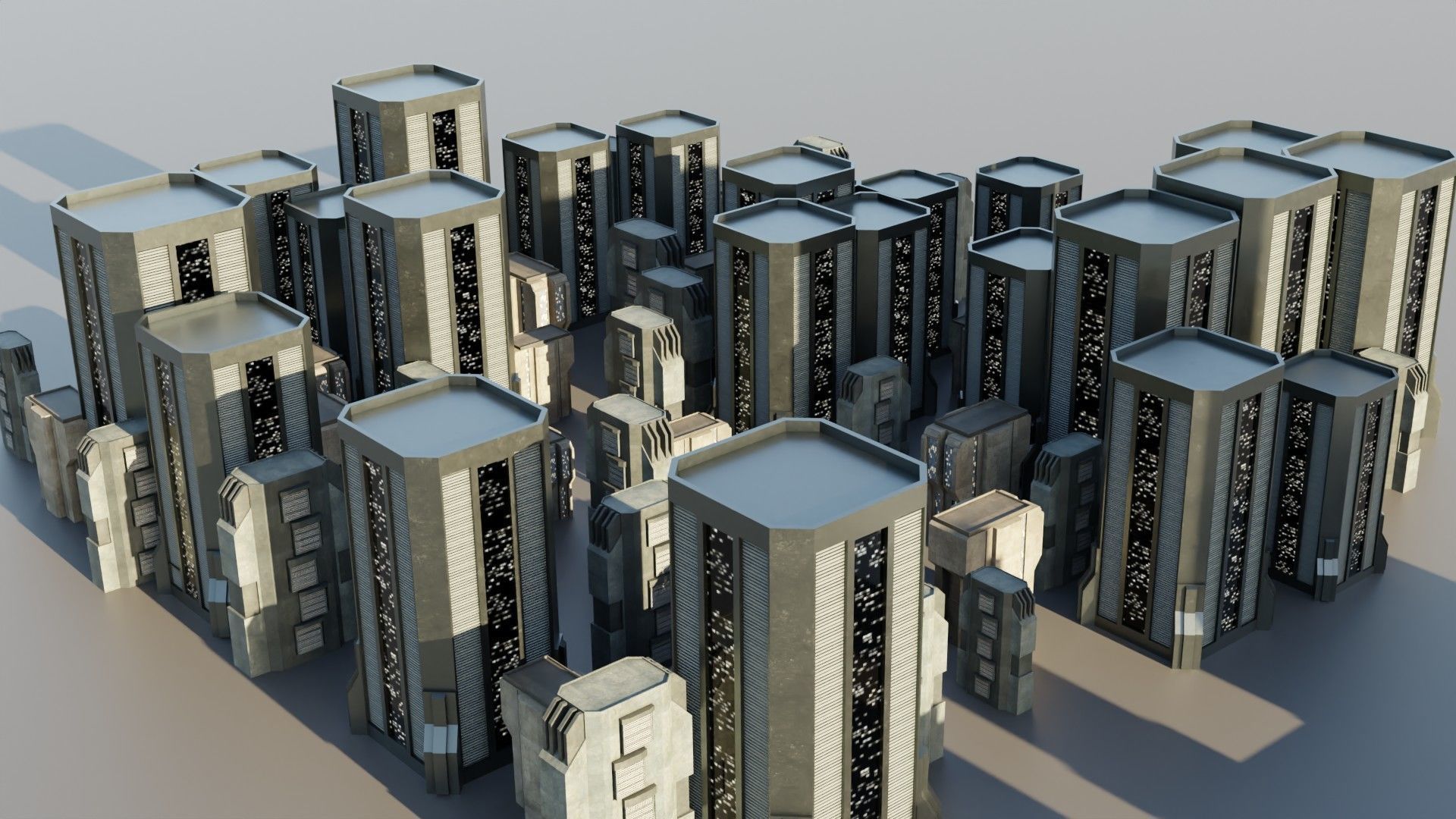 Sci-fi City Buildings 02 Low-poly 3D model_3