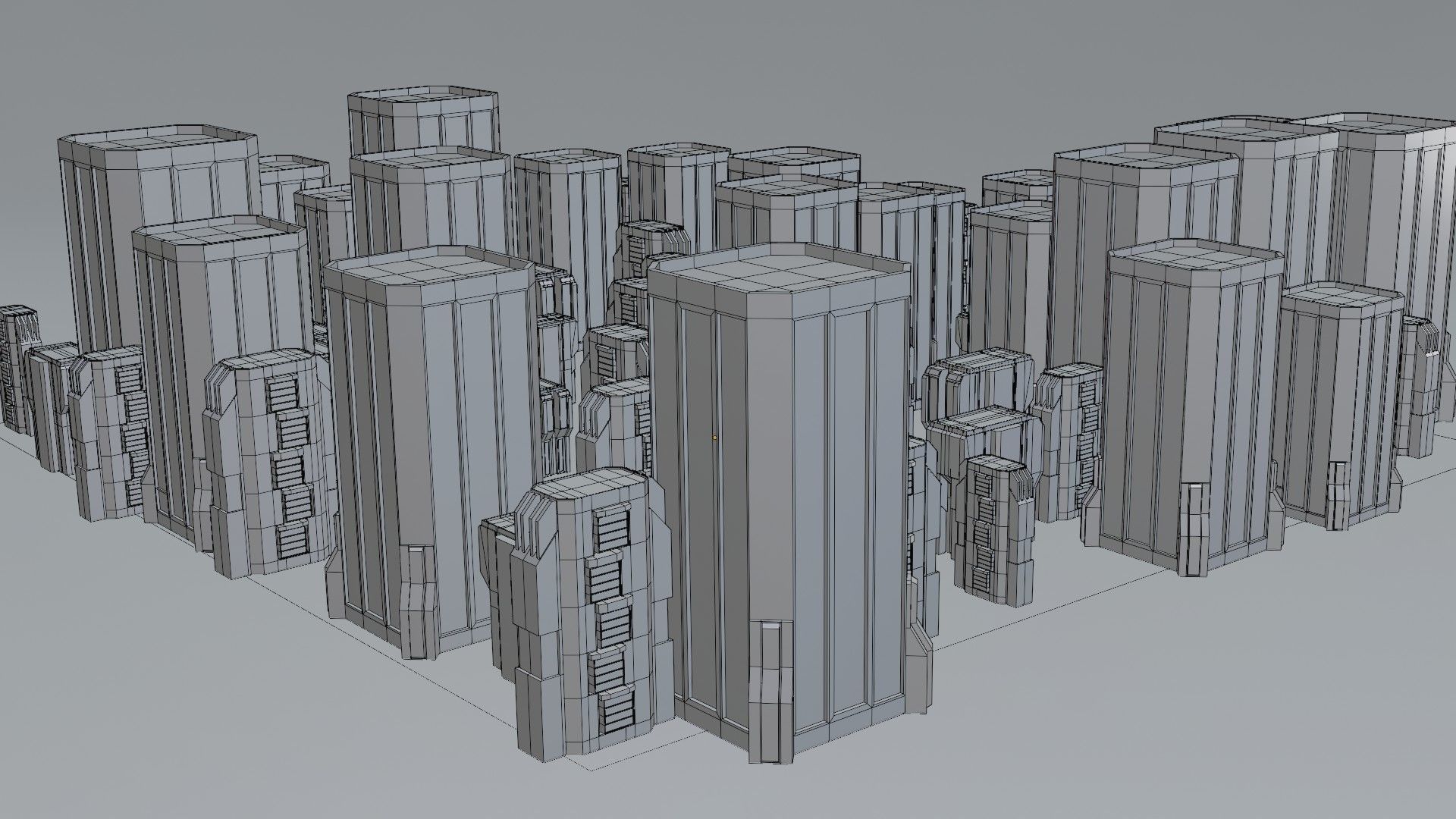Sci-fi City Buildings 02 Low-poly 3D model_7