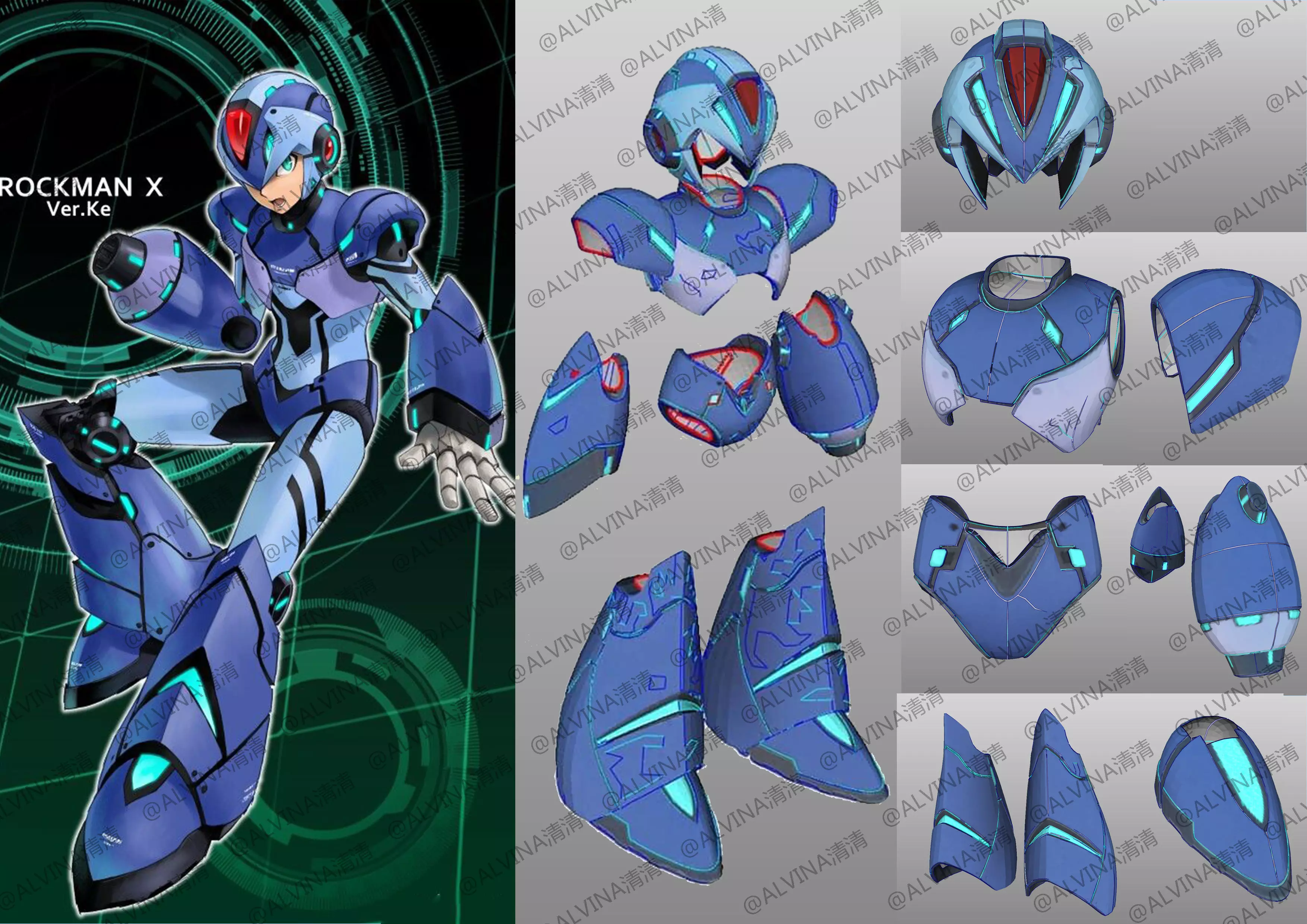MEGA MAN X Armor - DIY Cosplay Pepakura Foam Template Low-poly 3D model