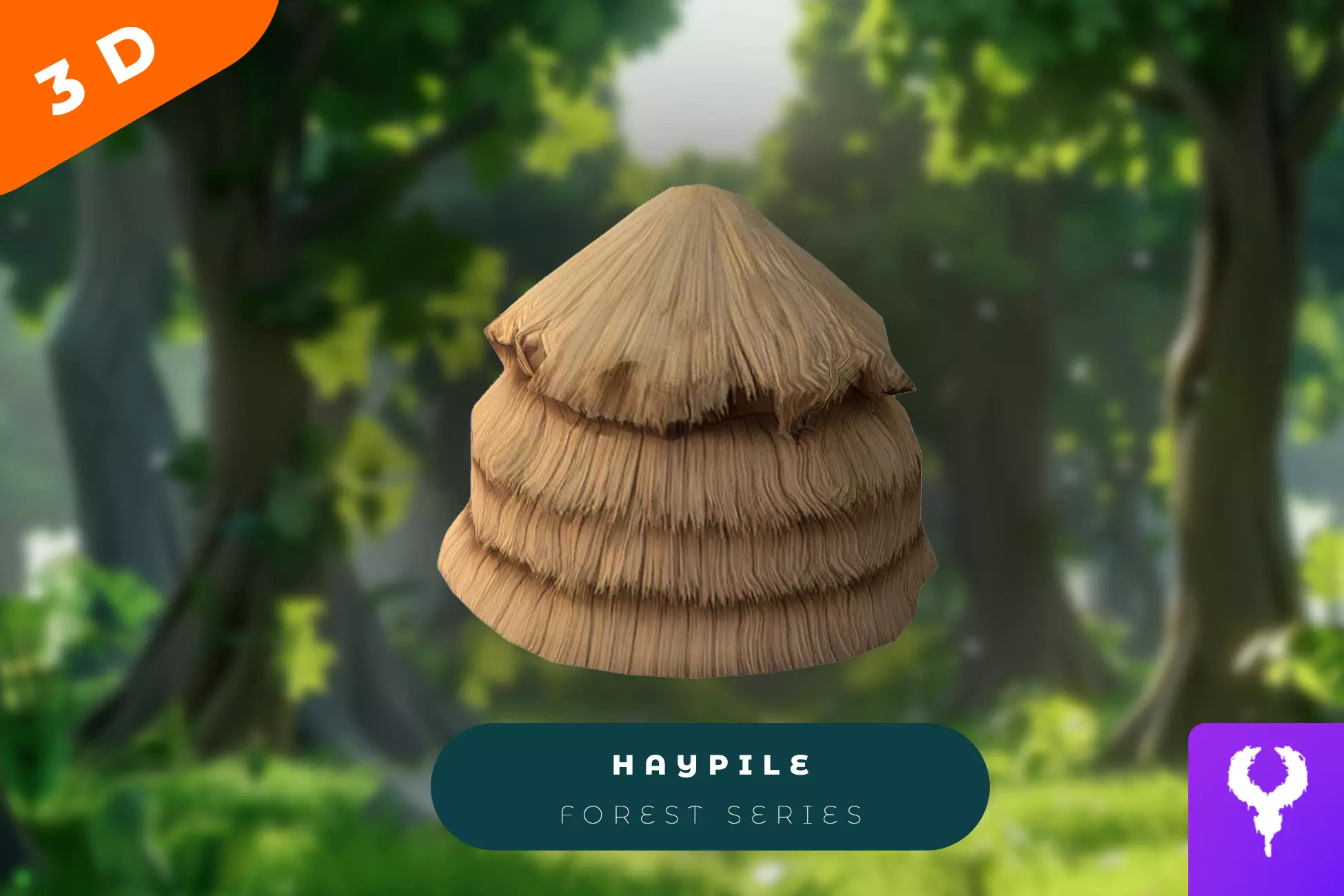 Cartoon Hay Pile Low-poly 3D model_0