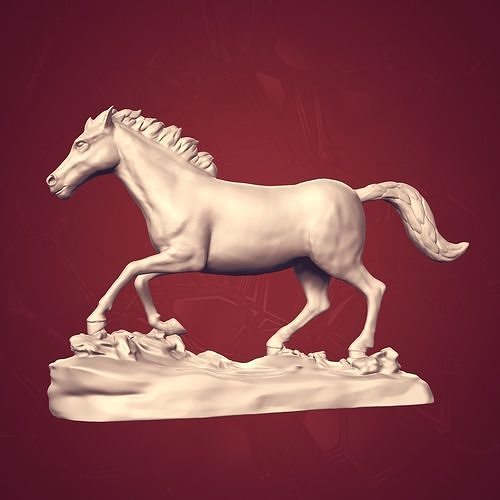 Horse Running Statue - Figurine Low-poly 3D print model