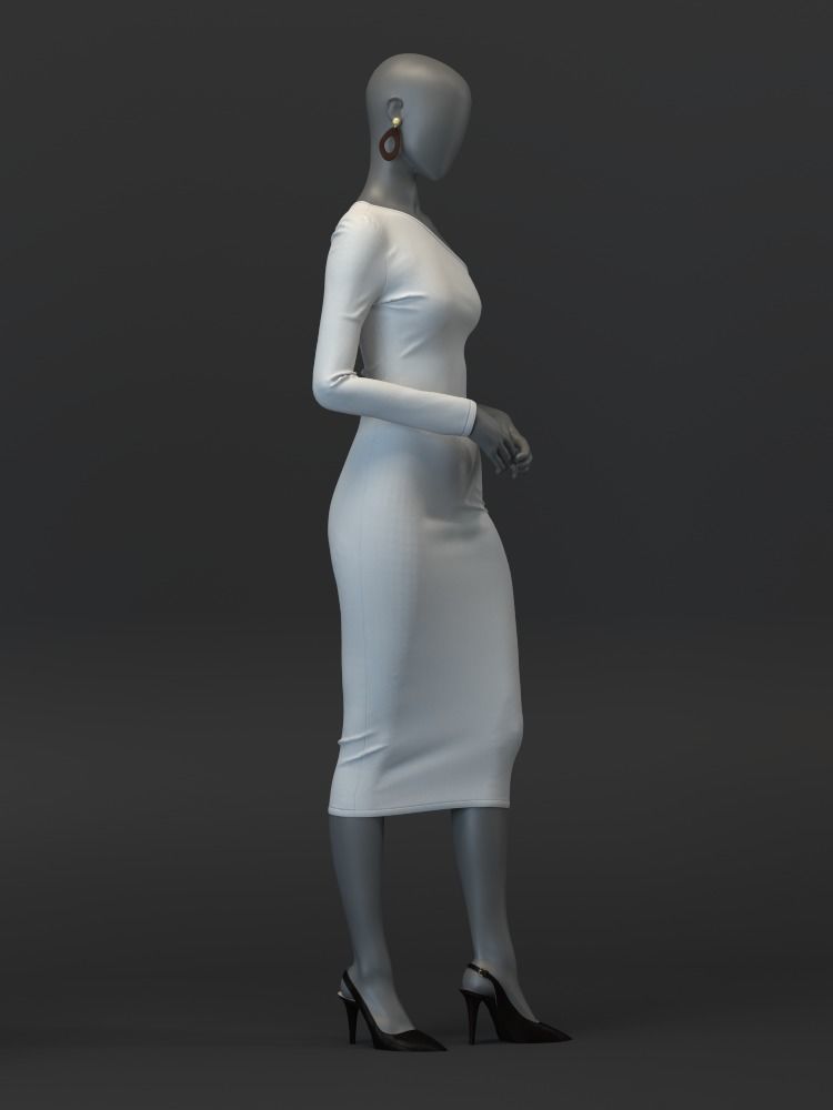 One Shoulder Dress 3D model_5
