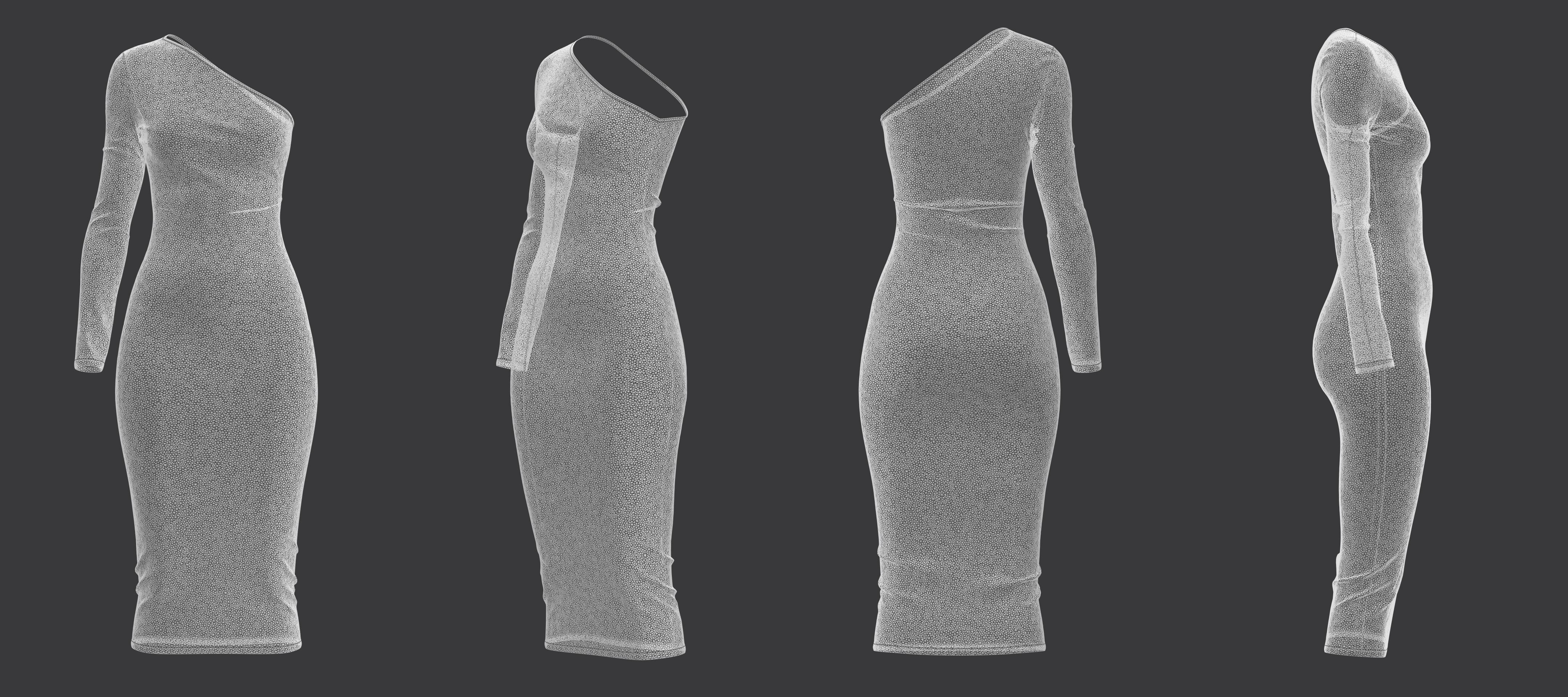 One Shoulder Dress 3D model_13