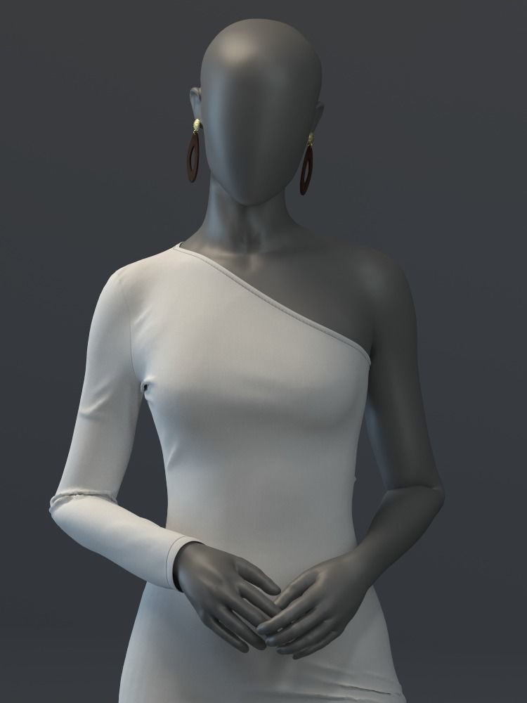 One Shoulder Dress 3D model_4