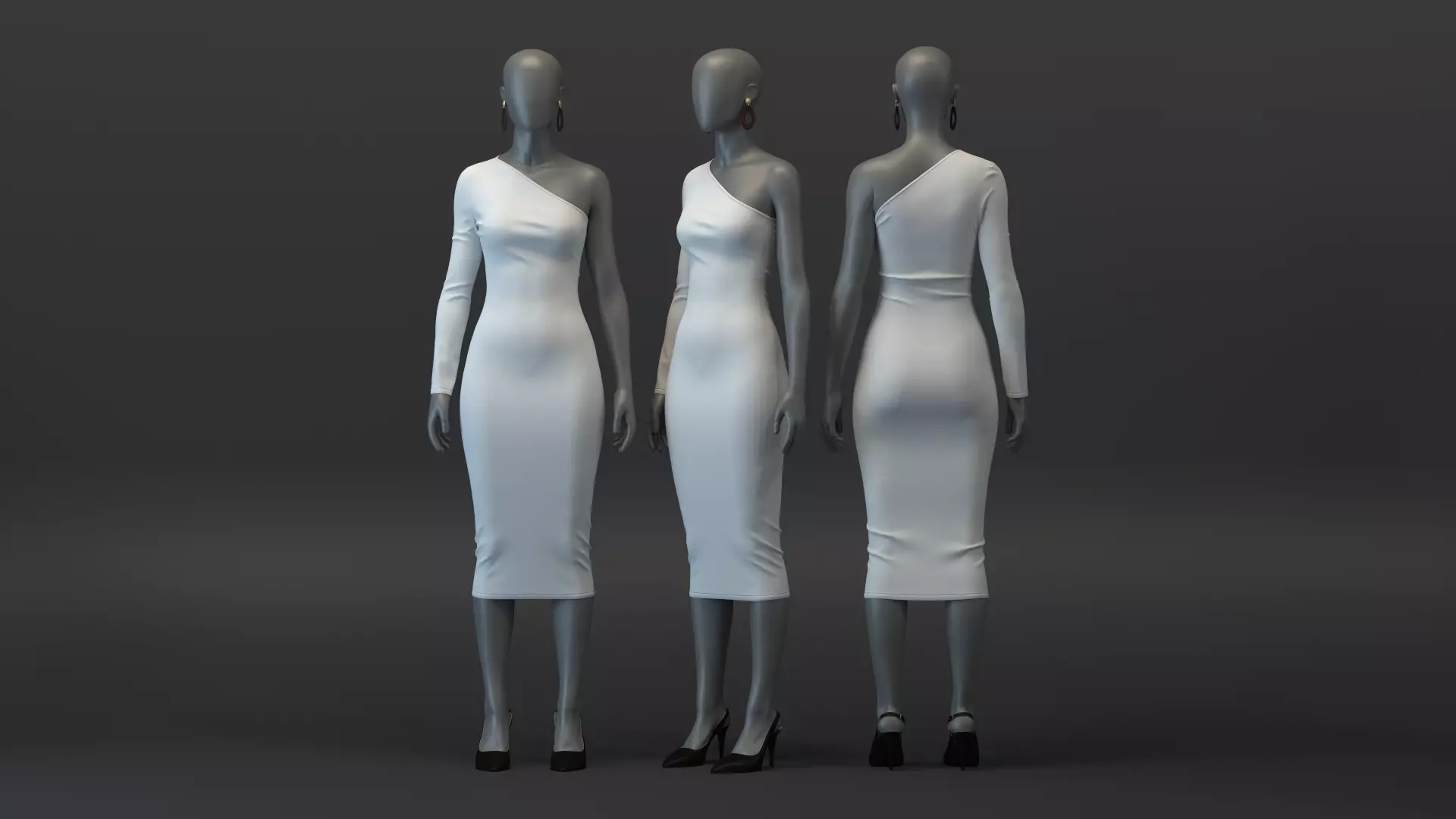One Shoulder Dress 3D model_0