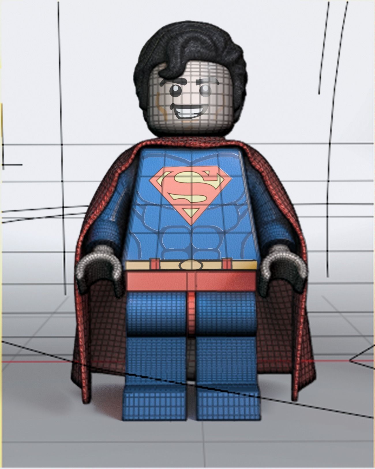 Lego Superman Rigged and Still 3D model_2