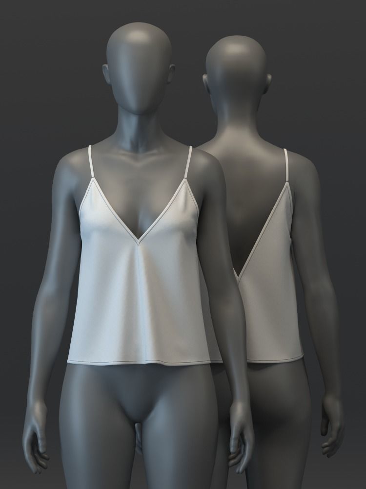 Flowy Deep V Top 3D model_2