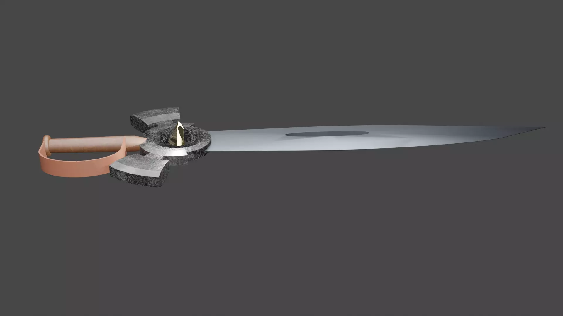 Medieval sword design with gemstone Free low-poly 3D model