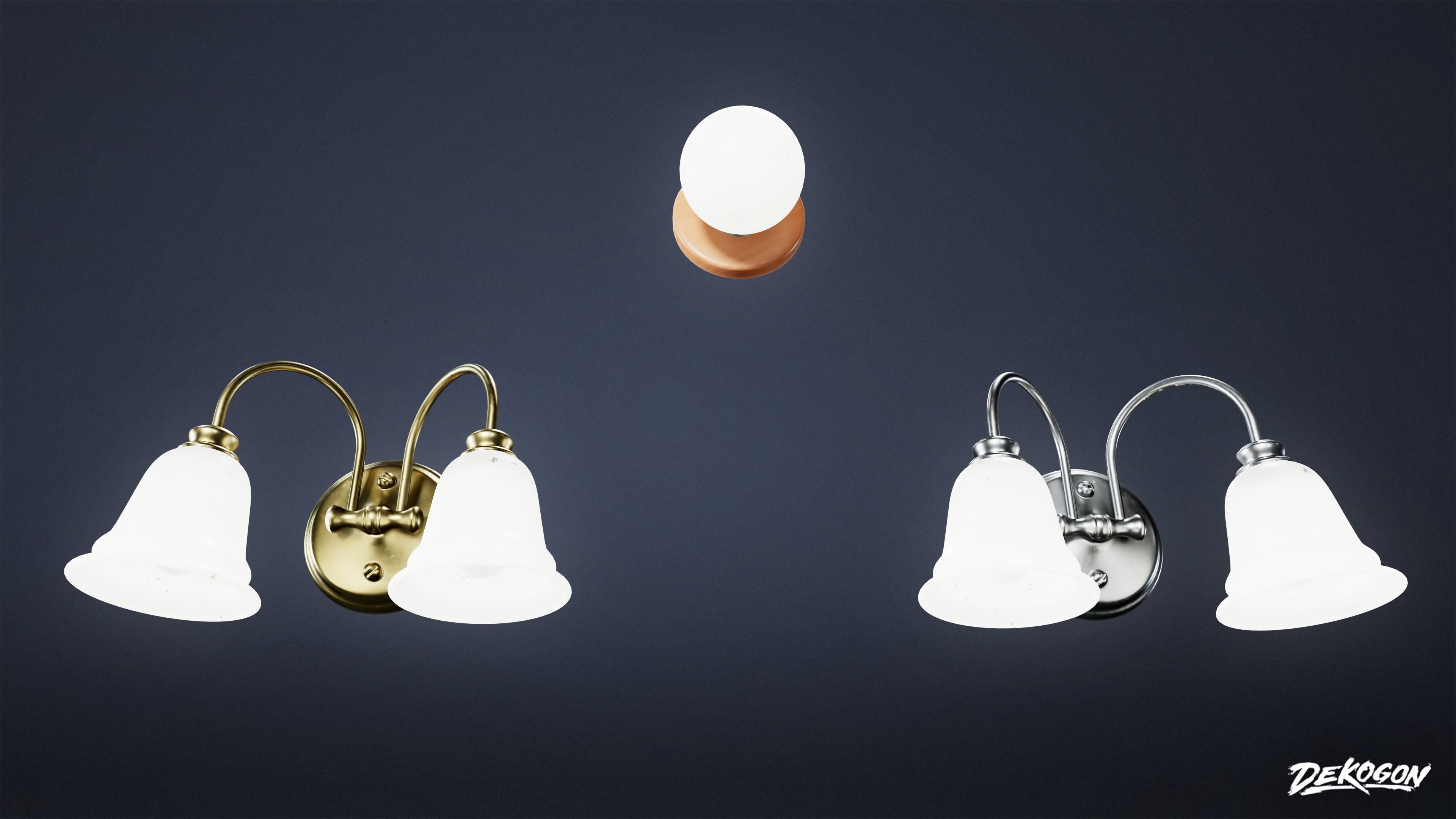 LIGHTING - Light Set Bathroom 01 - LOW POLY AND NANITE Low-poly 3D model_22