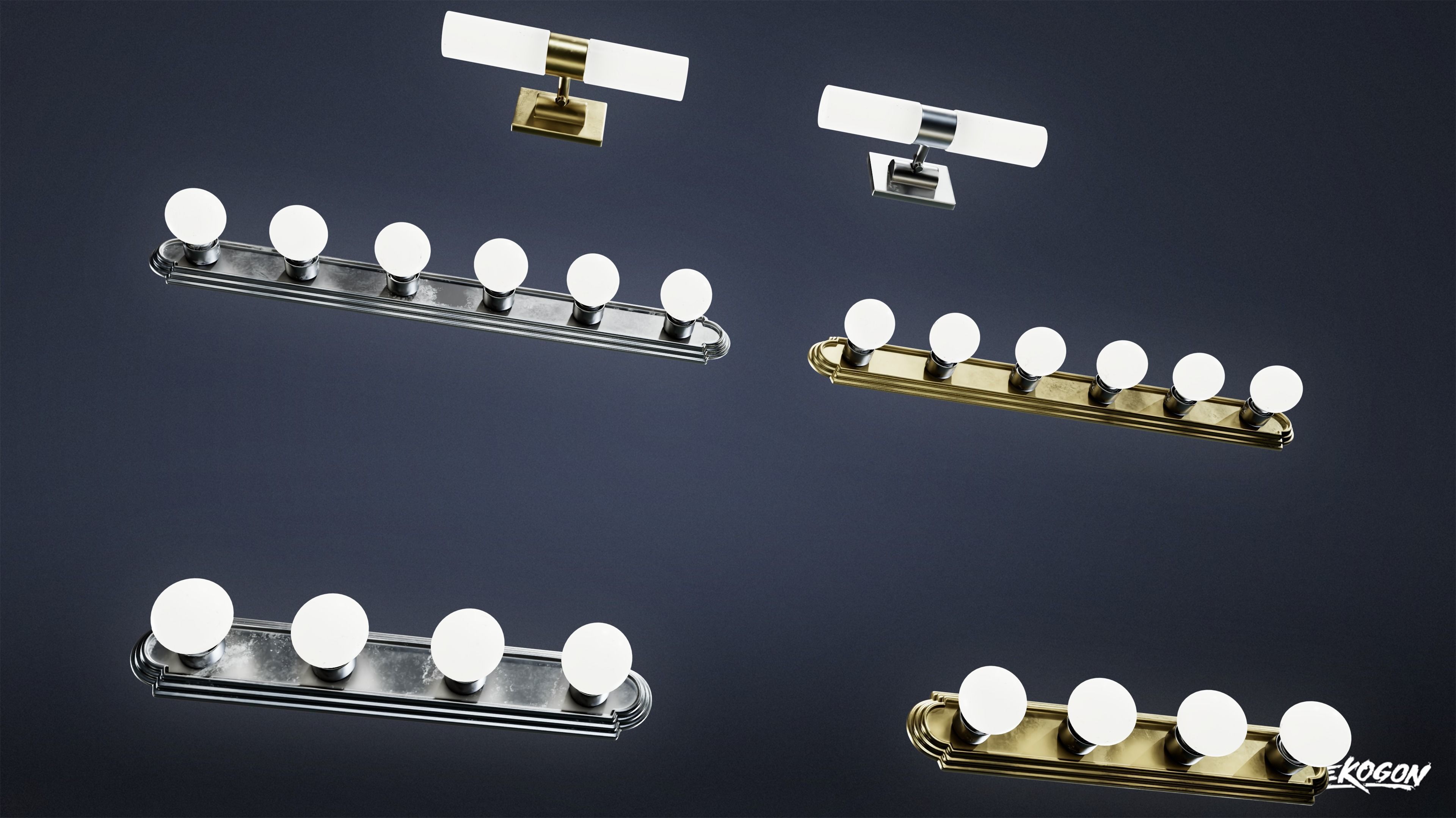 LIGHTING - Light Set Bathroom 01 - LOW POLY AND NANITE Low-poly 3D model_6