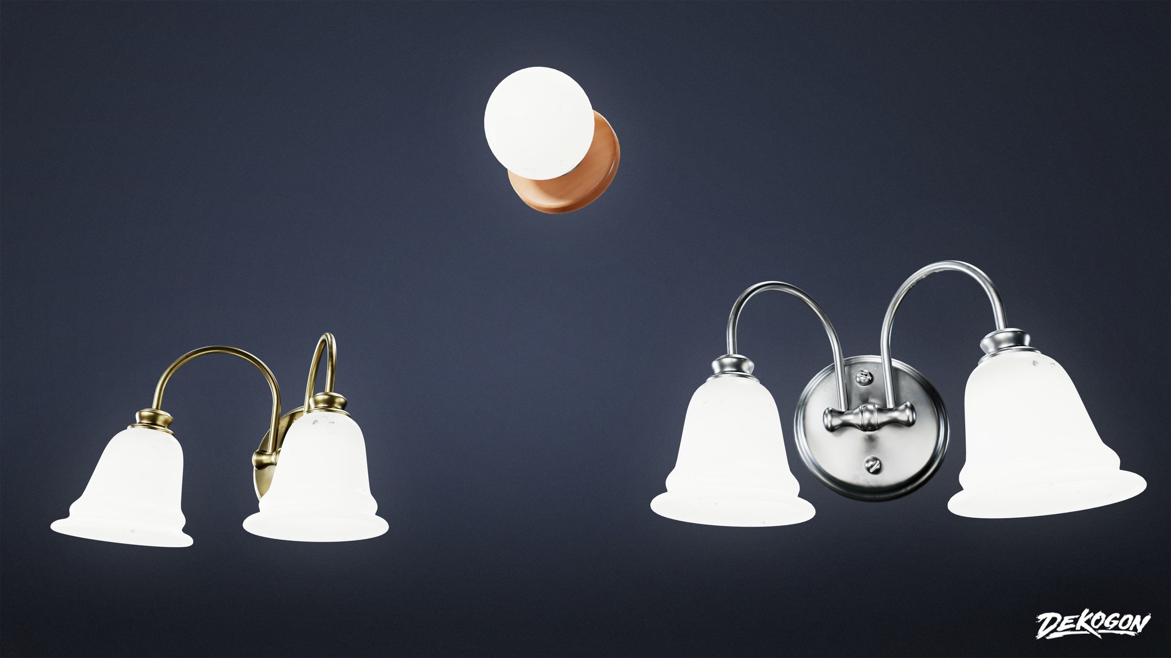 LIGHTING - Light Set Bathroom 01 - LOW POLY AND NANITE Low-poly 3D model_21