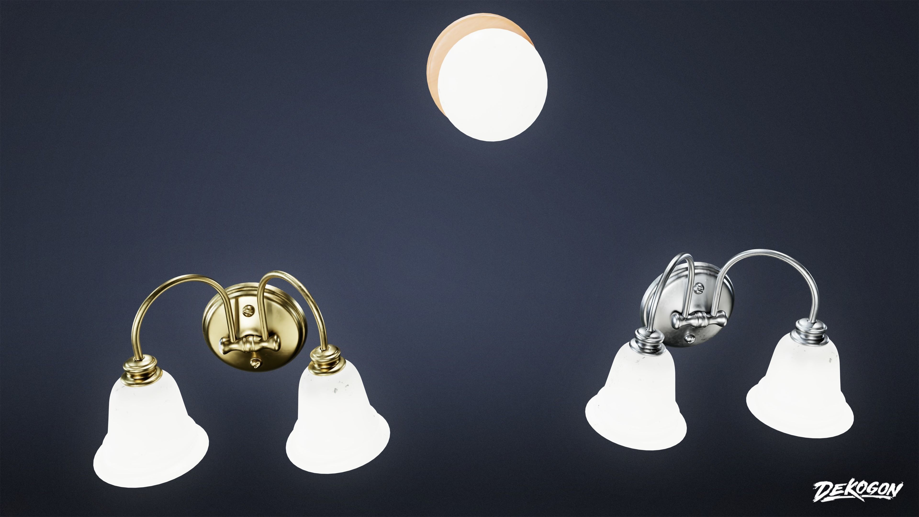 LIGHTING - Light Set Bathroom 01 - LOW POLY AND NANITE Low-poly 3D model_23