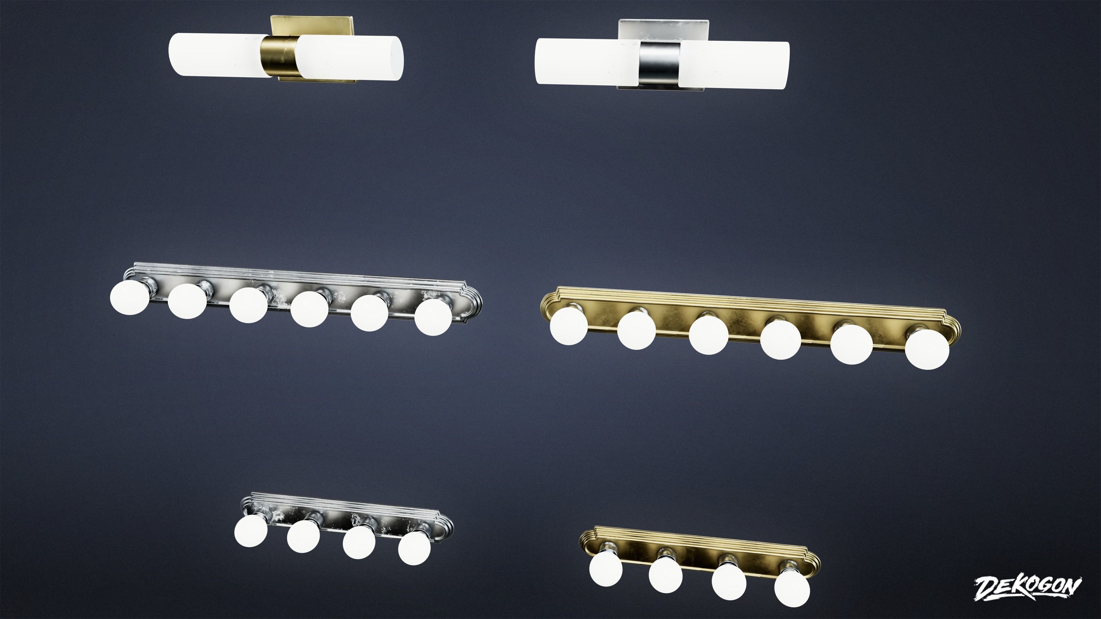 LIGHTING - Light Set Bathroom 01 - LOW POLY AND NANITE Low-poly 3D model_8