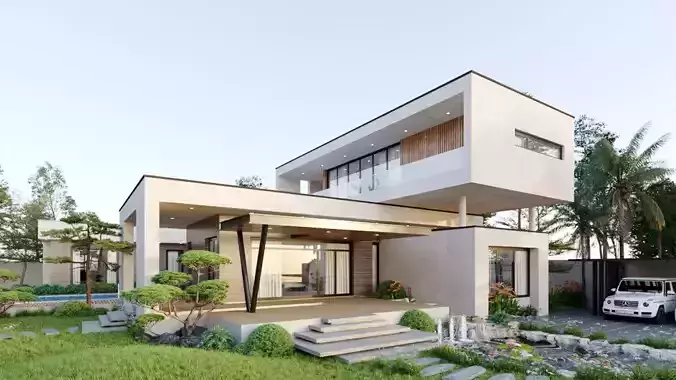 Villa Exterior Model Download by Lai Chung 