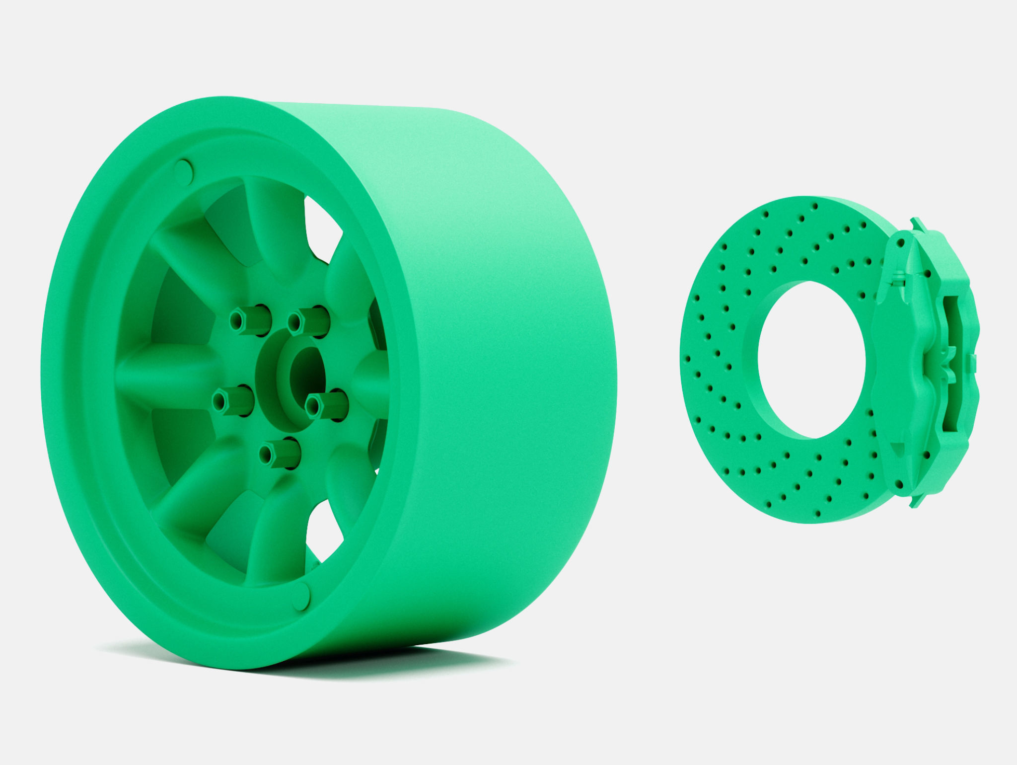 15x8 Minilite Wheel and Brake 3D print model_5