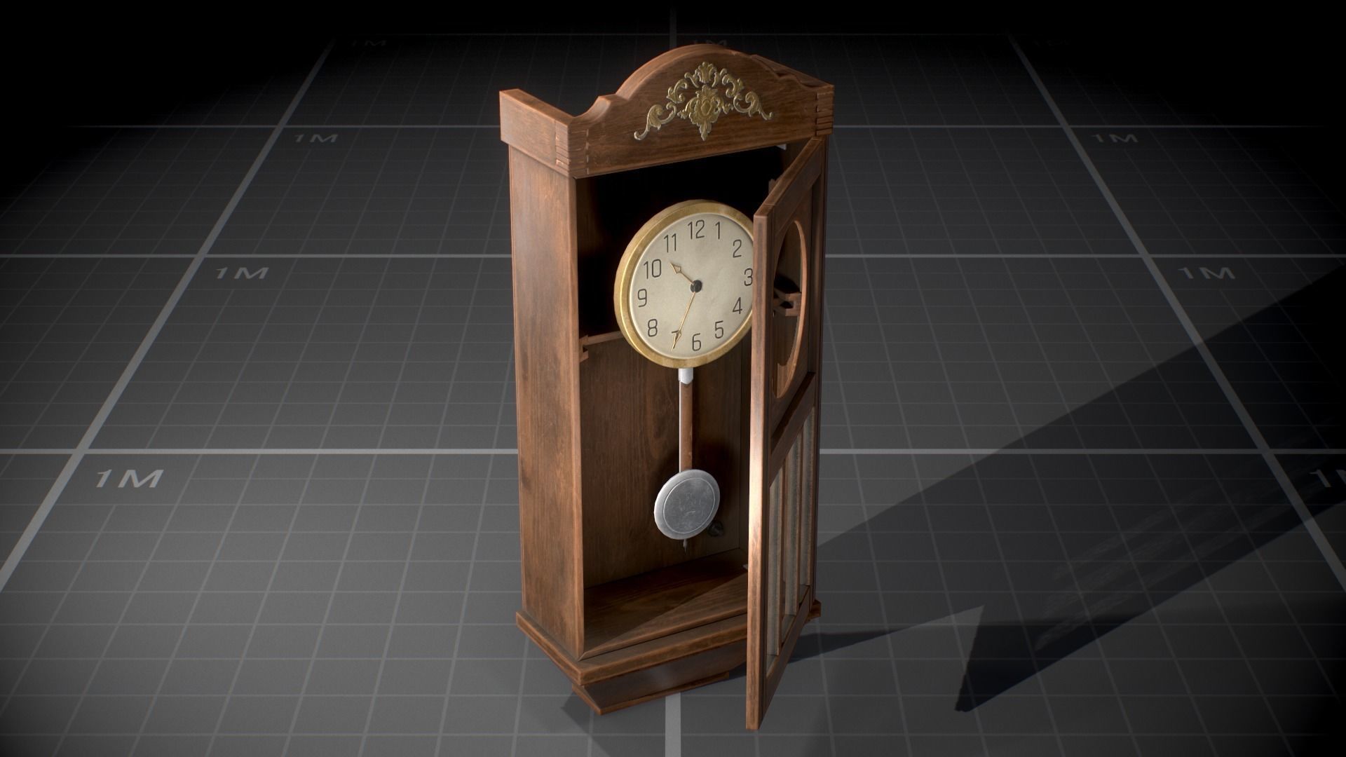Used Soviet Wall Clock Low-poly 3D model_5