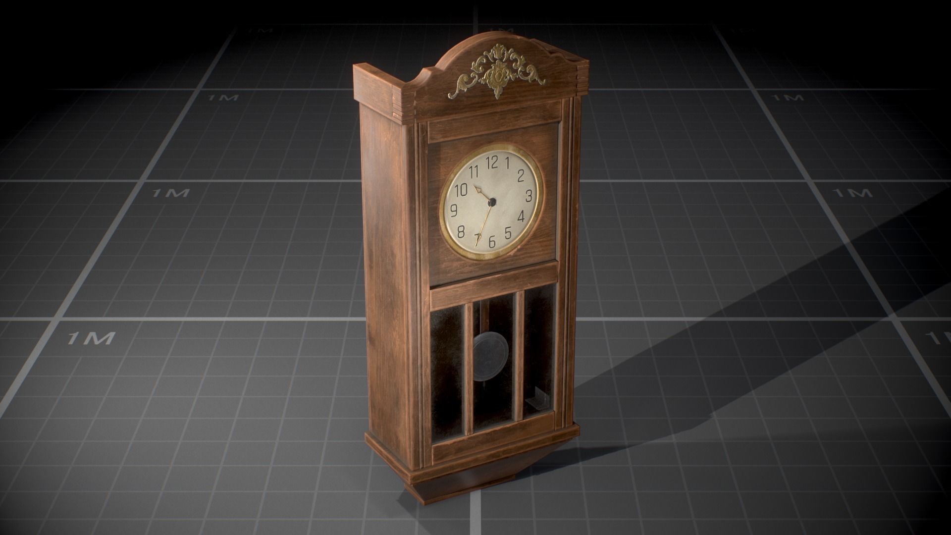 Used Soviet Wall Clock Low-poly 3D model_3