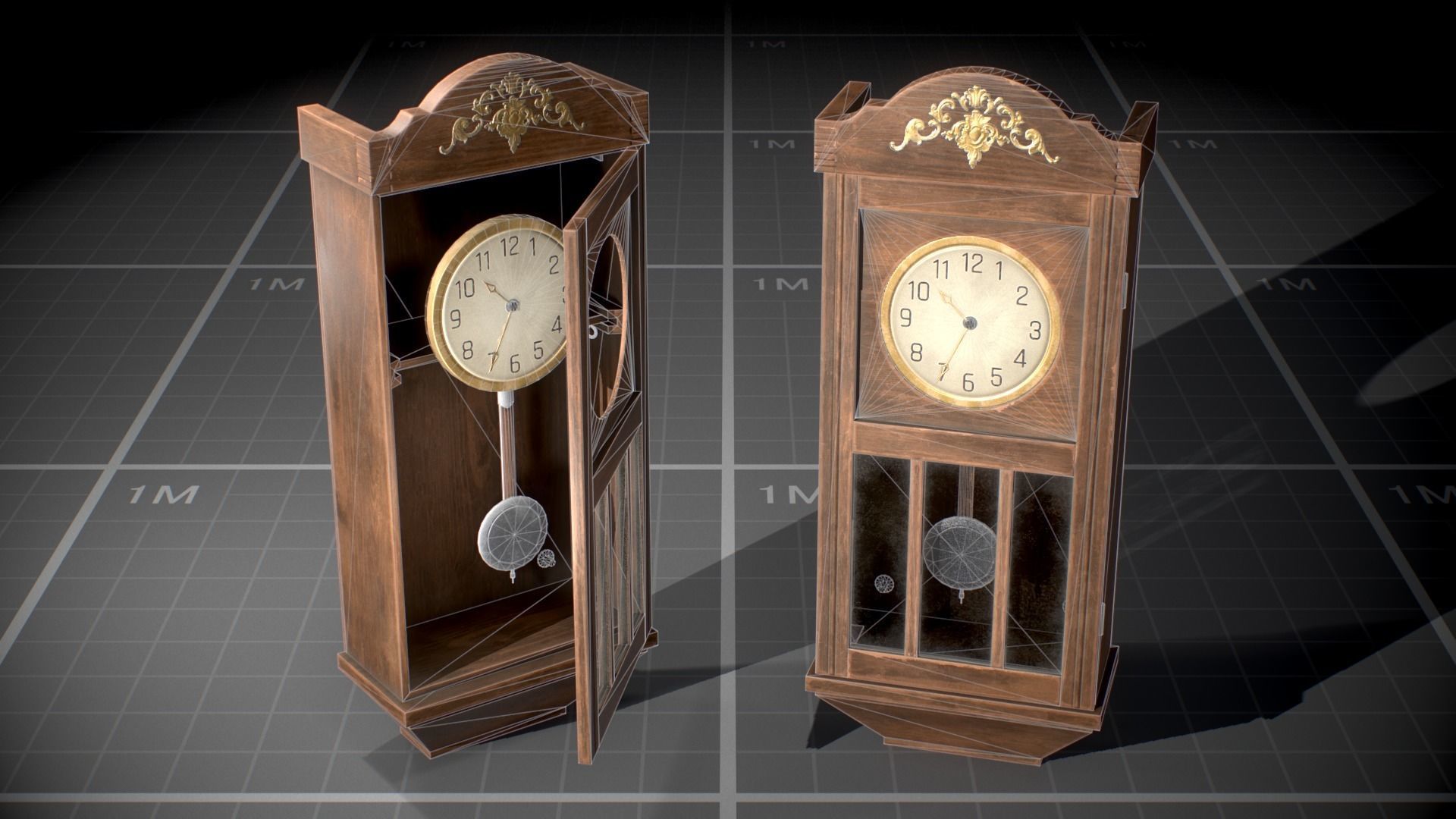 Used Soviet Wall Clock Low-poly 3D model_7