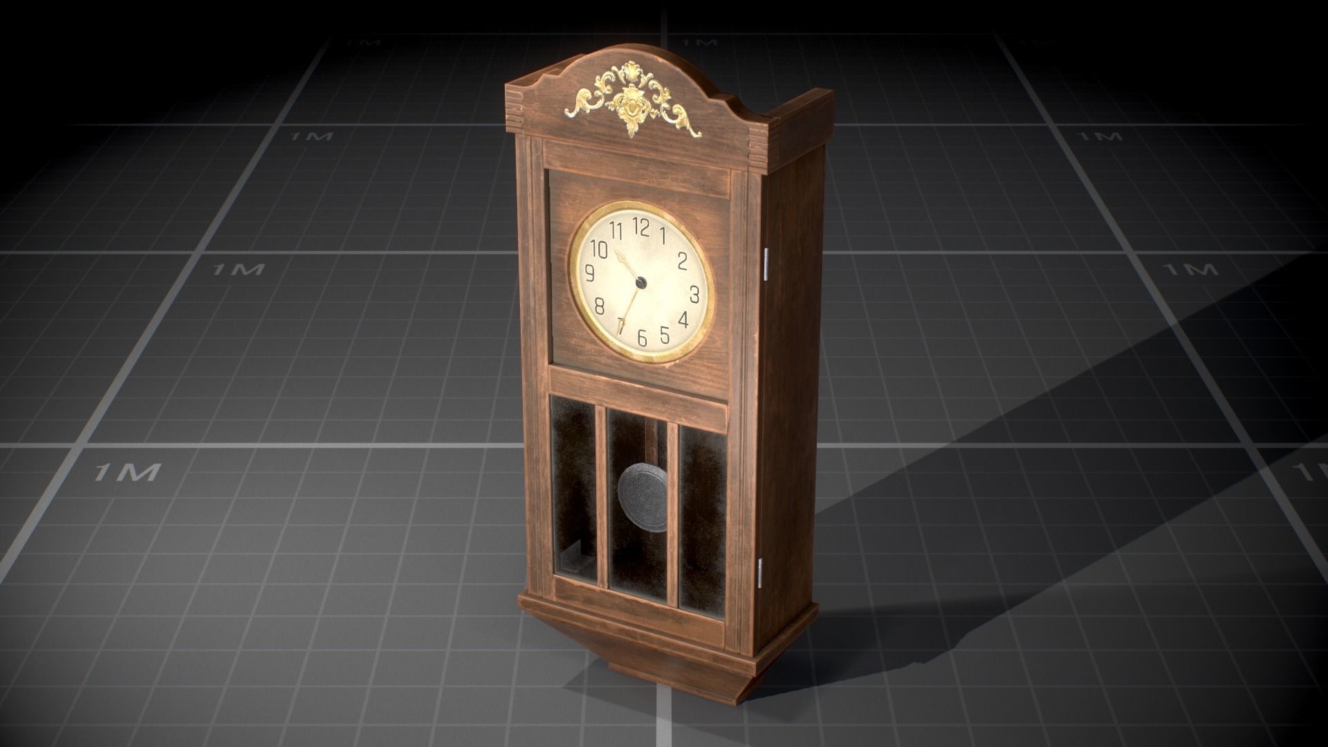 Used Soviet Wall Clock Low-poly 3D model_2