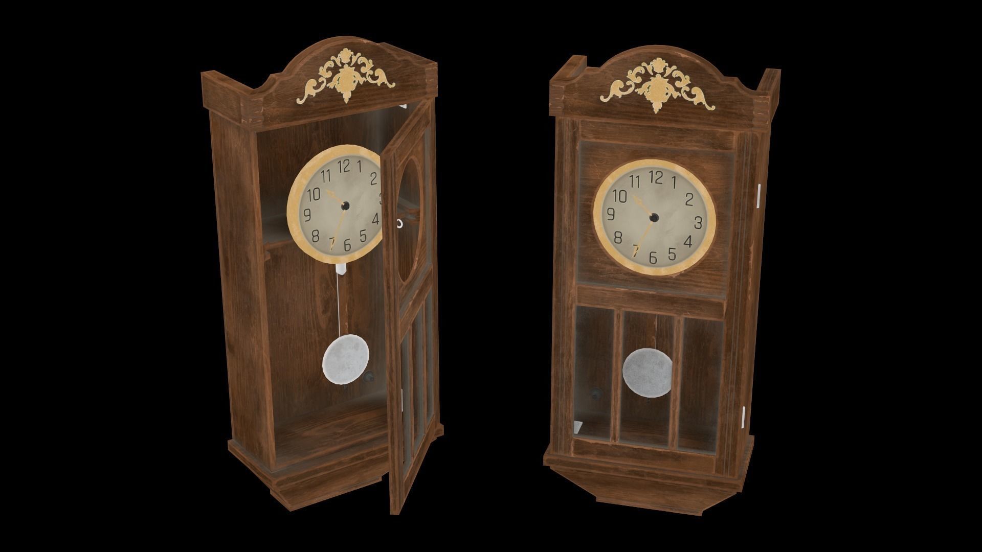 Used Soviet Wall Clock Low-poly 3D model_8